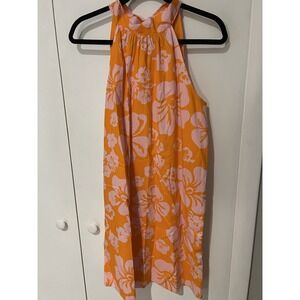 J Crew Women's Size 4 Trendy Tie-Neck Mini Shift Dress Hawaiian Orange‎